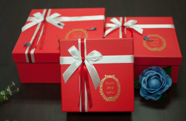 Red Gift Boxes Set of 3