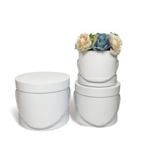 W9390 White Round Flower Box Set of 3