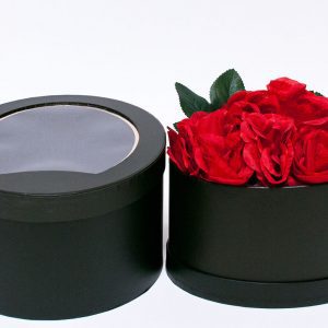W9402 Black Oval Shape Flower Boxes with Window Top Set of 2
