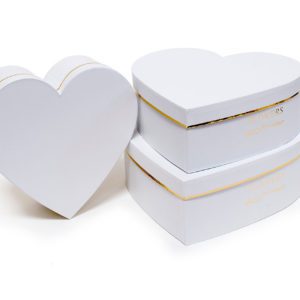 W9646 White Heart Shape Flower Boxes Set of 3