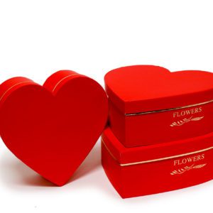 W9647 Red Royal Heart Shape Flower Boxes (Set of 3)