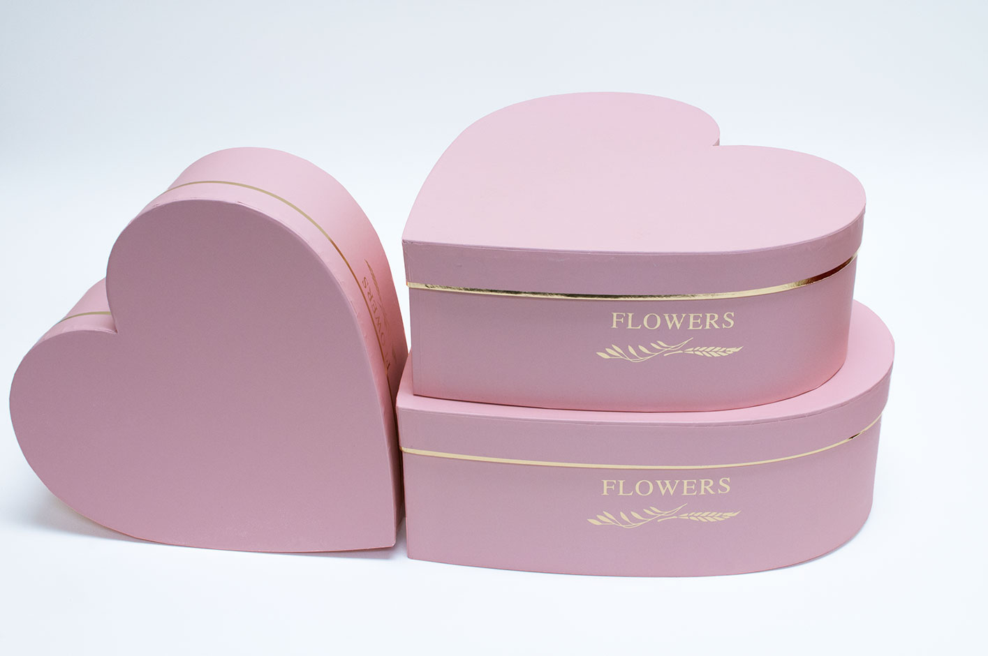 W6633 PVC Clear Lid Pink Heart Shape Flower Box Set of 3