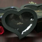W9723 Royal Black Heart Shape Flower Boxes With Top Window (Set of 3)