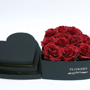 W9645 Black Heart Shape Flower Boxes Set of 3