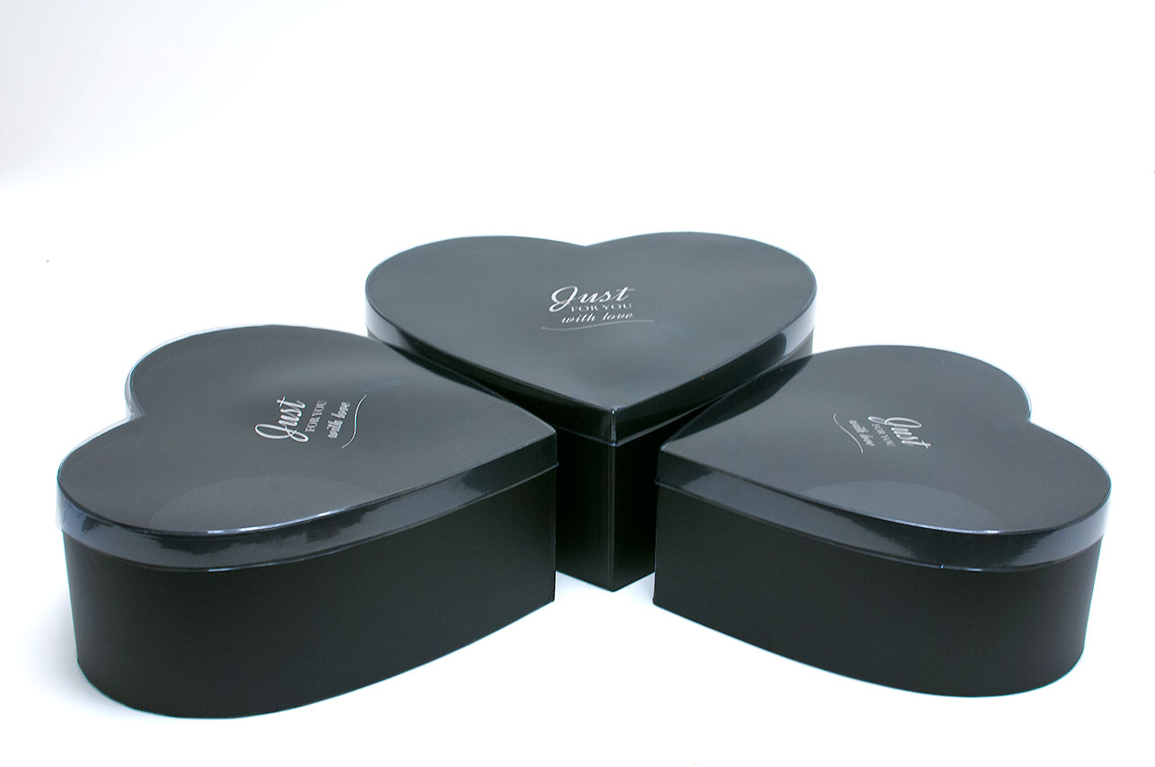 W6631c set of 3 heart shape black flower boxes set of 3 heart shape black flower boxes