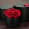 set of 3 Black Round Flower Boxes