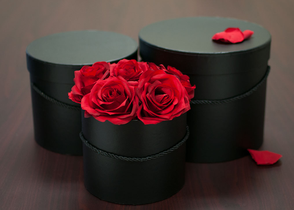 Download W7008 Black Round Flower Paper Box with Lid Set of 3 (S/M ...