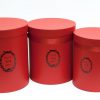 Set of 3 Red Round Flower Boxes
