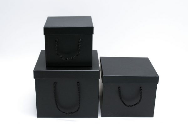 Set of 3 Black Square Flower boxes