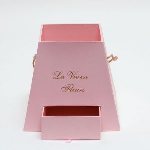 W9471 Pink Square Pyramid Frustum Flower Box with Drawer