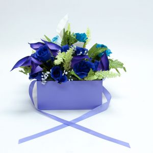 W9570 Purple Square Flower Boxes With Window and Ribbon Set of 2