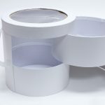 W9591 Double Layer White Round Flower Box with Window Lid (Two-Layers)
