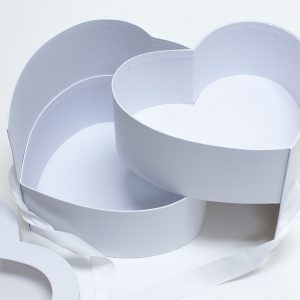 W9849 Double Layer White Heart Shape Flower Box with Window Lid (Two-Layers)