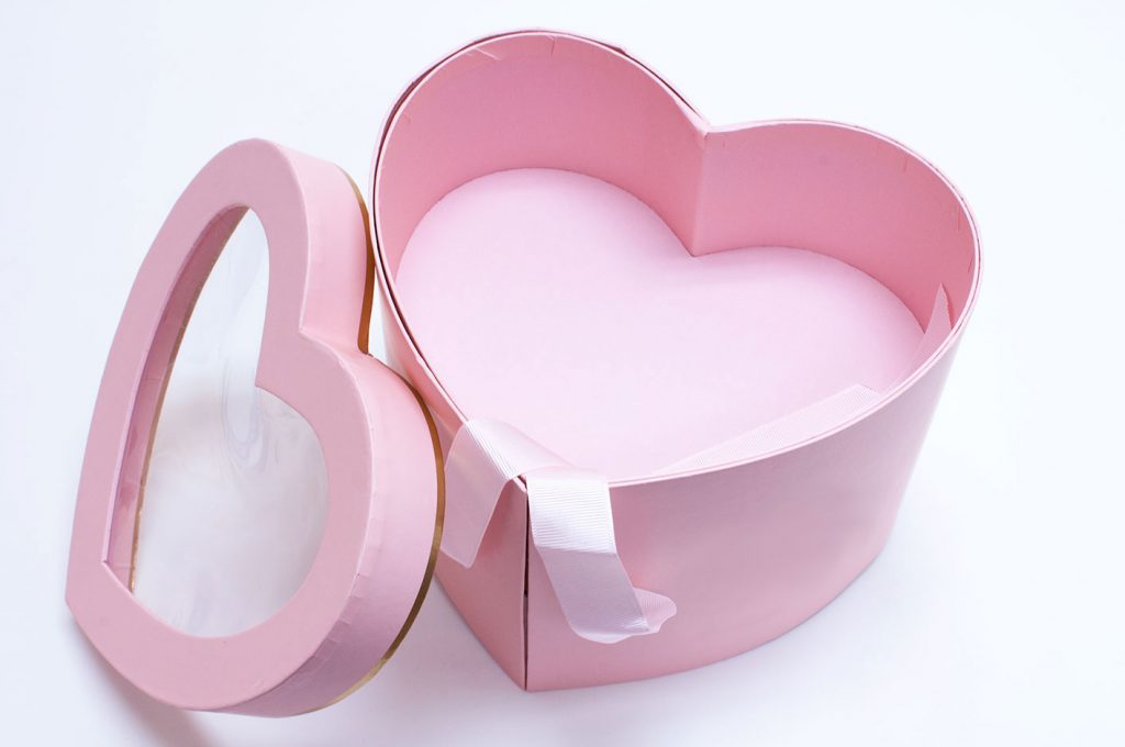 W9851 Double Layer Pink Heart Shape Flower Box with Window Lid (Two