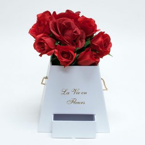 W9472 White Square Pyramid Frustum Flower Box with Drawer