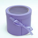 W9610 Double Layer Purple Round Flower Box with Window Lid (Two-Layers)