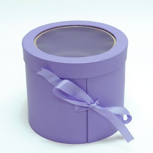 W9610 Double Layer Purple Round Flower Box with Window Lid (Two-Layers)