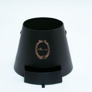 W9761 Black Cylinder Flower Box With Drawer