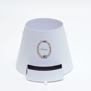 W9762 White Cylinder Flower Box With Drawer