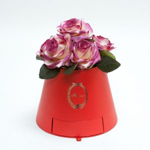 W9764 Red Cylinder Flower Box With Drawer