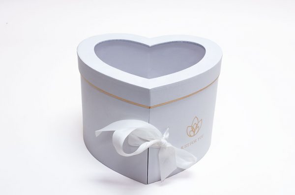 White Two Layer Heart Shape Flower Box