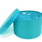 RW17004-RBU-W Light Blue Round Flower Box with Plastic Liner