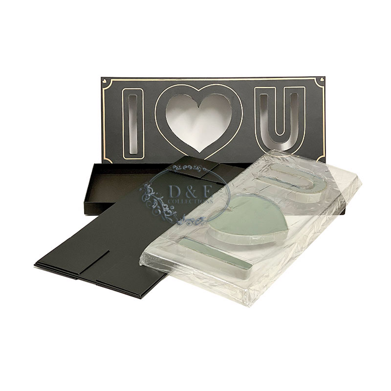 Folding Black Rectangular I Love You Flower Box With Liners and Foams