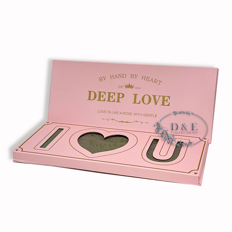 Folding Pink Rectangular I Love You Flower Box With Liners and Foams