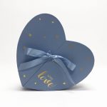 W6879 Baby Blue Heart Shape Flower Box with Ribbon Opens From Middle Nested Heart