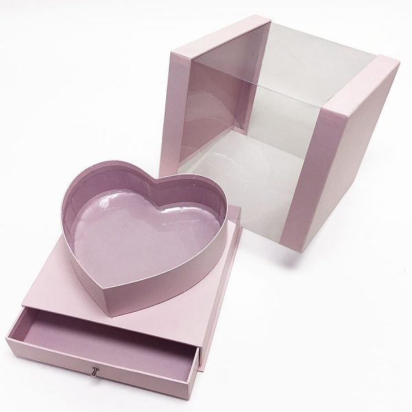 Pink Clear Heart Shape Box