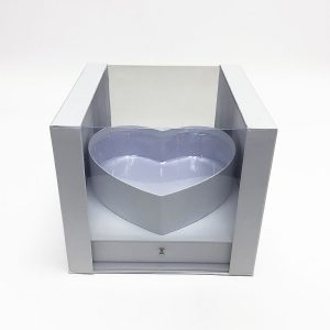 W7353 White Clear Square PVC Flower Box With Heart Shape in the Middle