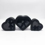 W7404 Black Heart Shape Flower Boxes Set of 3 With Ribbon