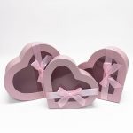 W7406 Pink Heart Shape Flower Boxes Set of 3 With Ribbon