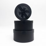 W7408 Black Round Shape Flower Boxes Set of 3 With Ribbon