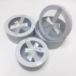 W7409 White Round Shape Flower Boxes Set of 3 With Ribbon