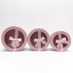 W7410 Pink Round Shape Flower Boxes Set of 3 With Ribbon
