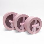 W7410 Pink Round Shape Flower Boxes Set of 3 With Ribbon