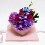 1021APink Pink Acrylic Square Flower Box Tilted Heart Center