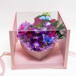 1021APink Pink Acrylic Square Flower Box Tilted Heart Center