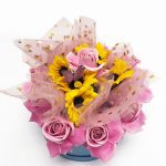 RW17004-RBU-W Light Blue Round Flower Box with Plastic Liner