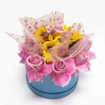 RW17004-RBU-W Light Blue Round Flower Box with Plastic Liner