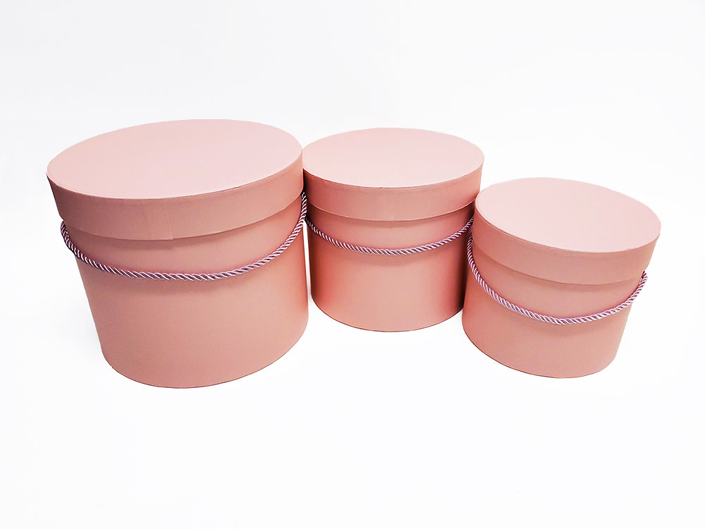 Clayre & Eef Hat Box Set of 3 Ø 20x17 / Ø 17x15 / Ø 14x13 cm Pink