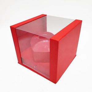 W7354 Red Clear Square PVC Flower Box With Heart Shape in the Middle