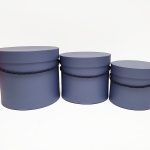 W9394 Slate Blue Round Flower Paper Box with Lid Set of 3 (S/M/L)