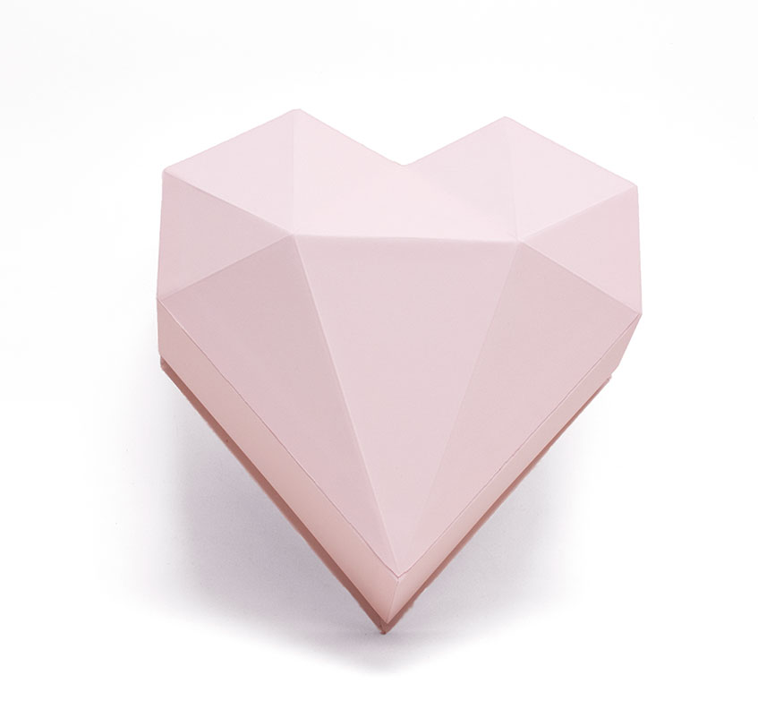 1121Apink-3a Pink Diamond Heart Shape Flower Boxes