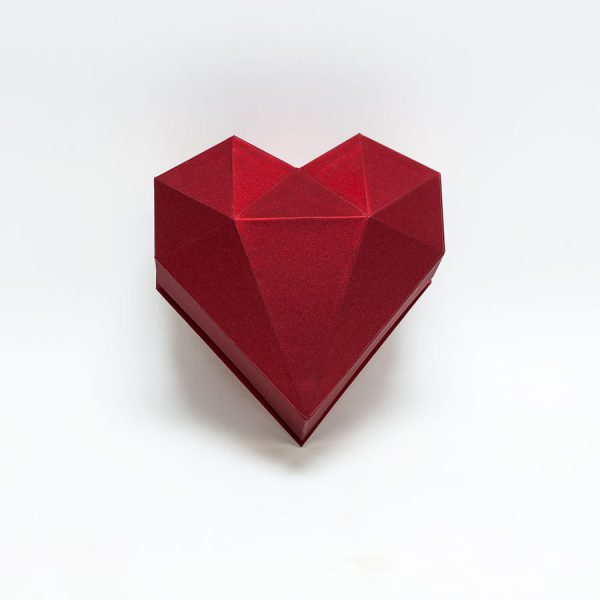 Red Diamond Heart Shape Flower Box