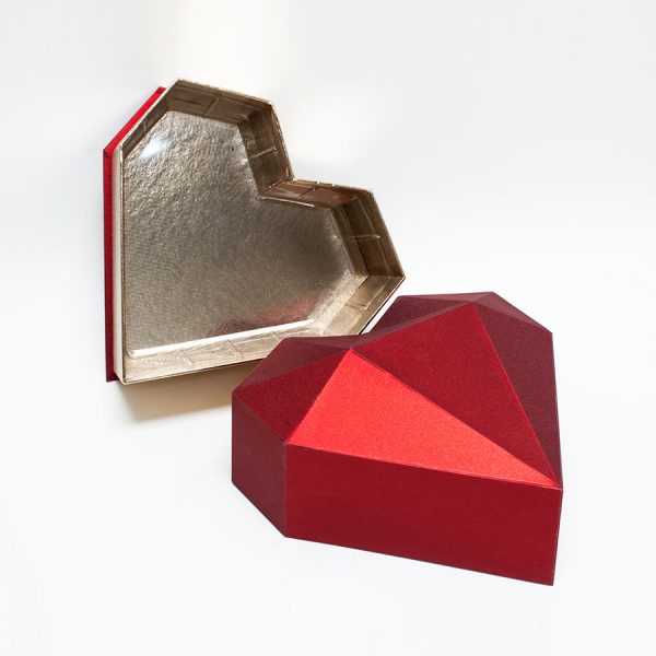Red Diamond Heart Shape Flower Box