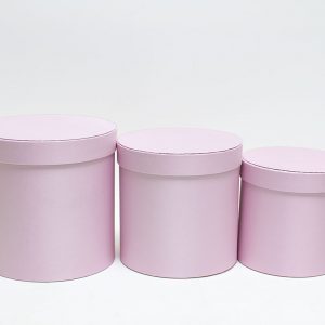 Pink Cloth Round Flower Boxes Set of 3 W5038
