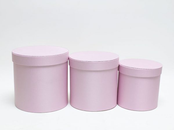 Pink Cloth Flower Boxes set of 3