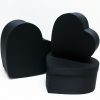 Black Fabric Heart Shape Flower boxes set of 3